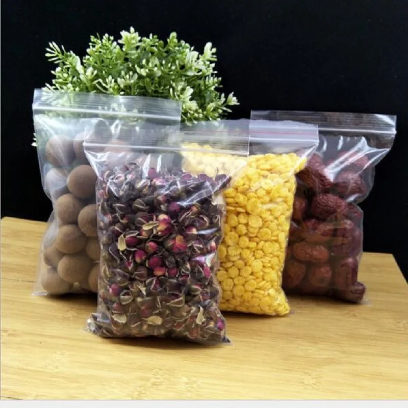 100 шт. 6X8 см прозрачный пластиковый пакет многоразовый с молнией сумка для