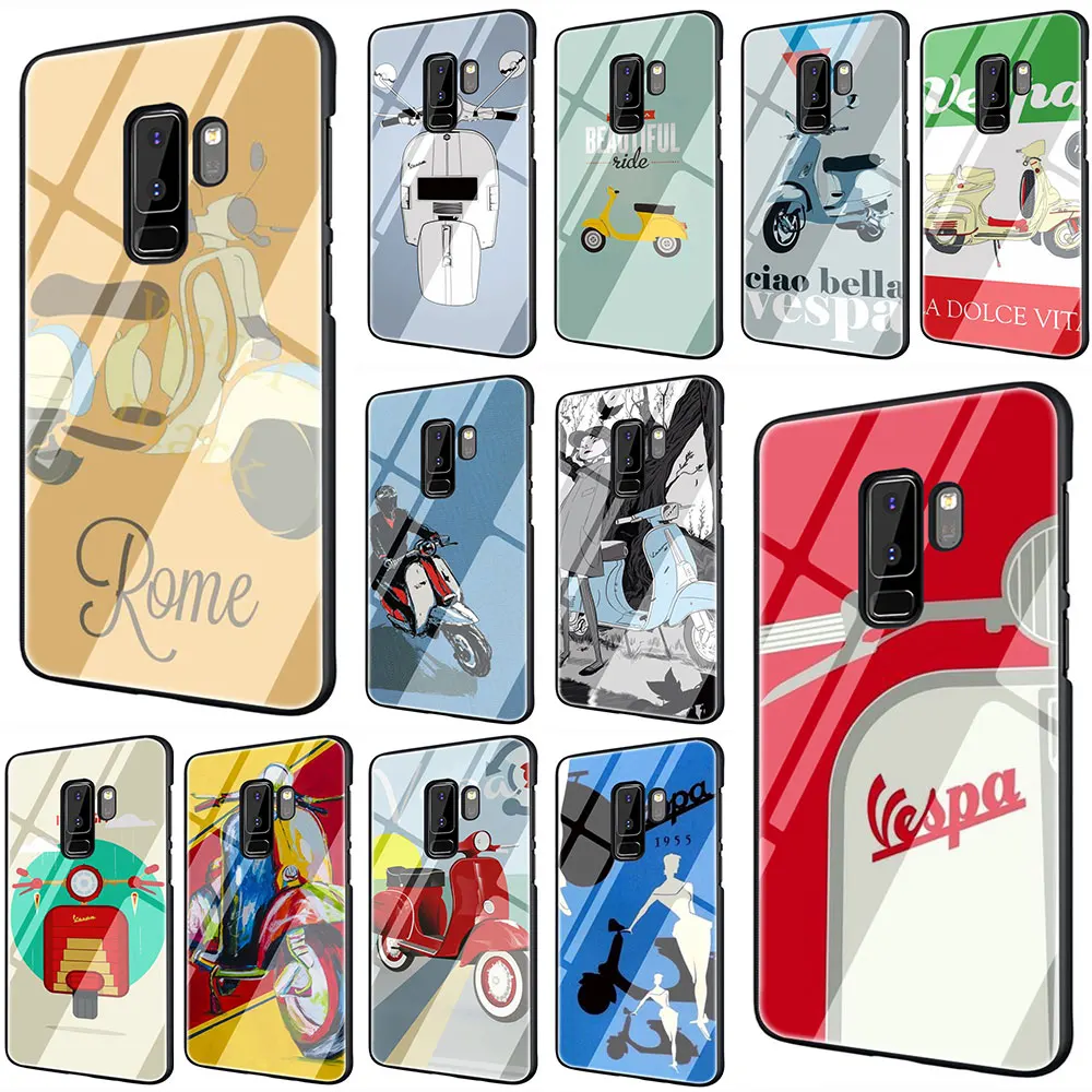 Чехол Vespa из закаленного стекла для Galaxy S7 edge S8 9 10 Plus Note 8 A10 20 30 40 50 60 70 | Мобильные