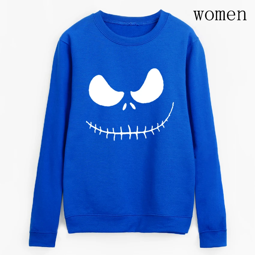 Femme harajuku casual brand clothing New arrival Jack Skellington Women pullovers Evil Smile hoodies autumn kpop sweatshirt - Цвет: blue