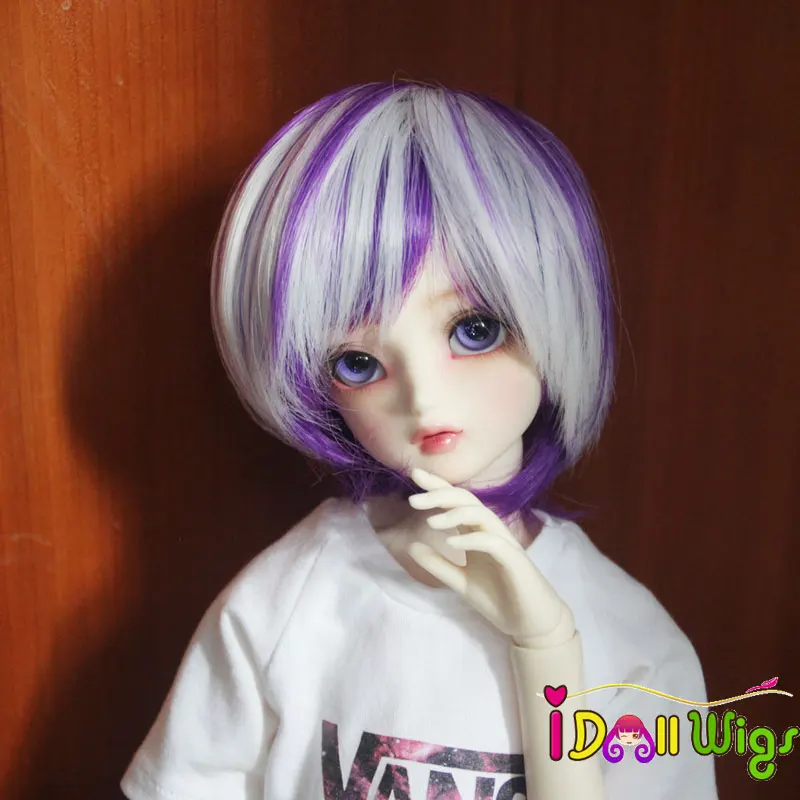 Бесплатная Доставка Шикарные Короткие Фиолетовый белый смешанные парики для