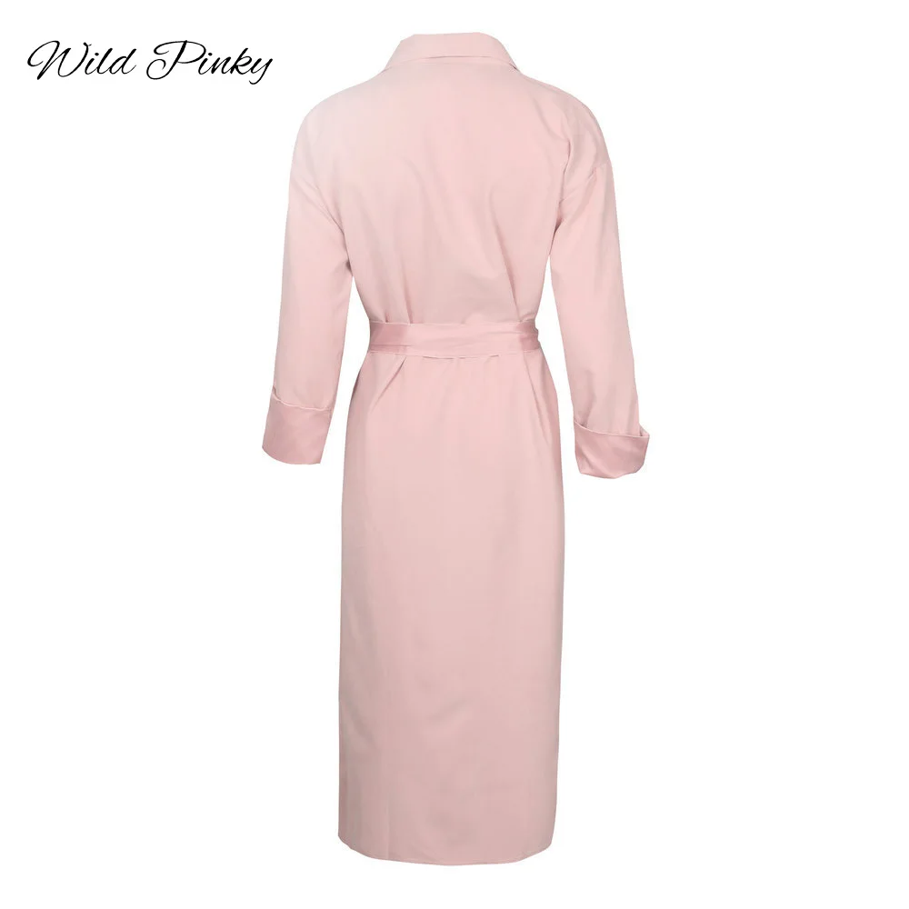 WildPinky 2019 Демисезонный новые модные классические розовый длинный плащ пальто Для