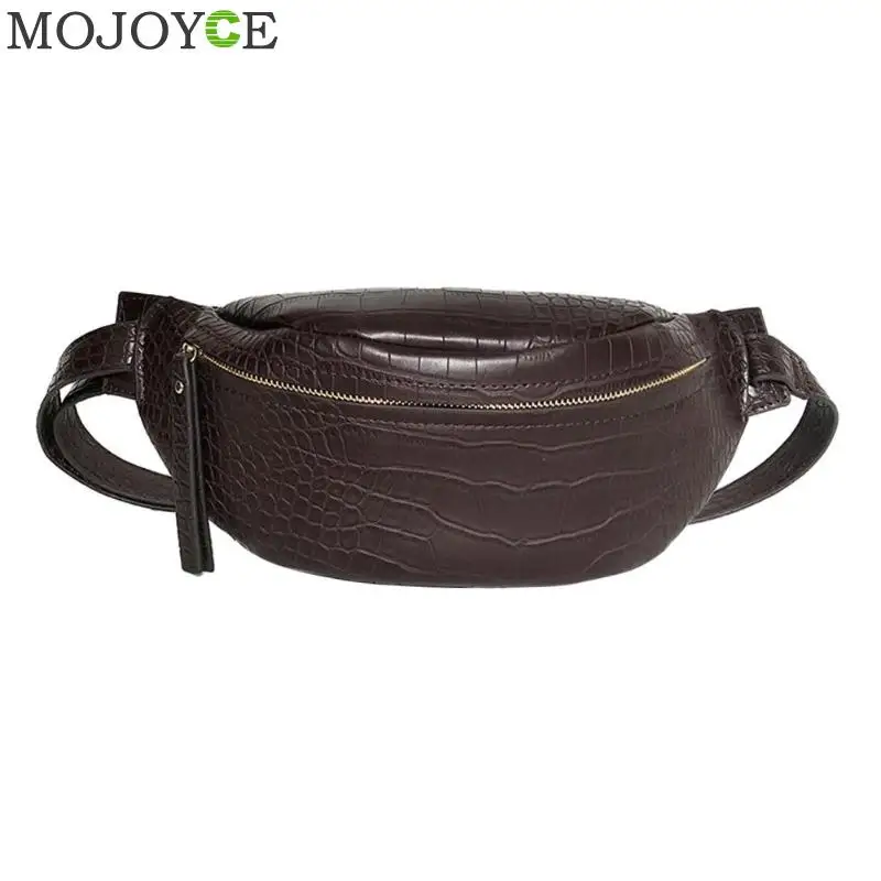 Dark Brown Поясные Сумки из искусственной кожи с узором «крокодиловая кожа» для женщин, коллекция года, одноцветные забавные сумки, женские поясные сумки для телефона, Женская забавная сумка - Цвет: Dark Brown