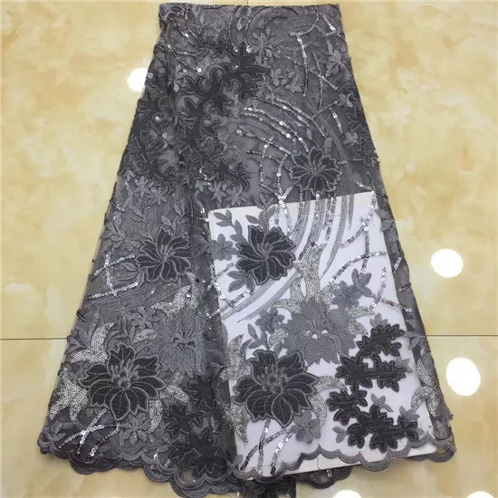 2019 Latest African Lace Fabric/ High Quality Plum Nigeria Mesh Lace/ French Beaded Fabric For Fashion Dresses black | Дом и сад