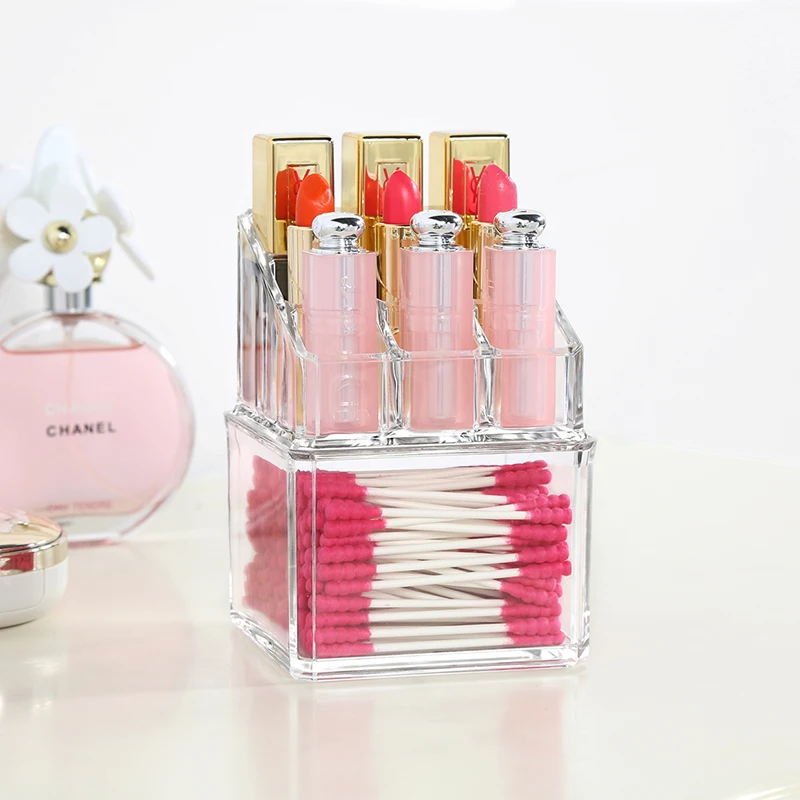 Косметика случаях ватные тампоны коробка для хранения Lip stick держатель акрил