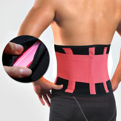 Pink 1Pc Medical Back Brace Waist Trimmer Slimming Belt Lumbar Spine Support Women Men Breathable Croset Orthopedic Tool Health Care - Цвет: Pink