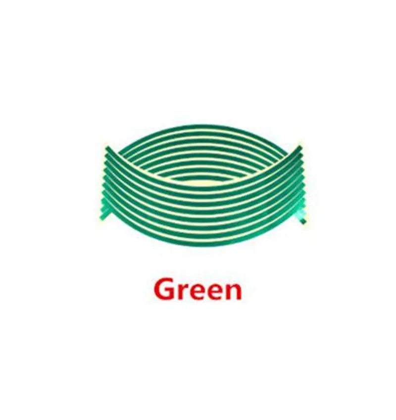 Green Наклейки на колеса мотоцикла светоотражающие полосы водонепроницаемый обод полоса лента скутер велосипед украшение шин для Kawasaki Honda Yamaha - Цвет: Green