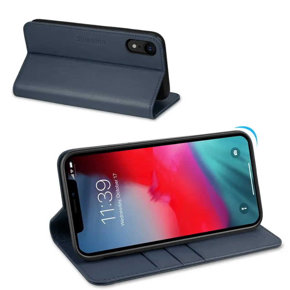 Чехол Кошелек SHIELDON для iPhone XR с натуральной кожей 【кредитная карта holder【rfid