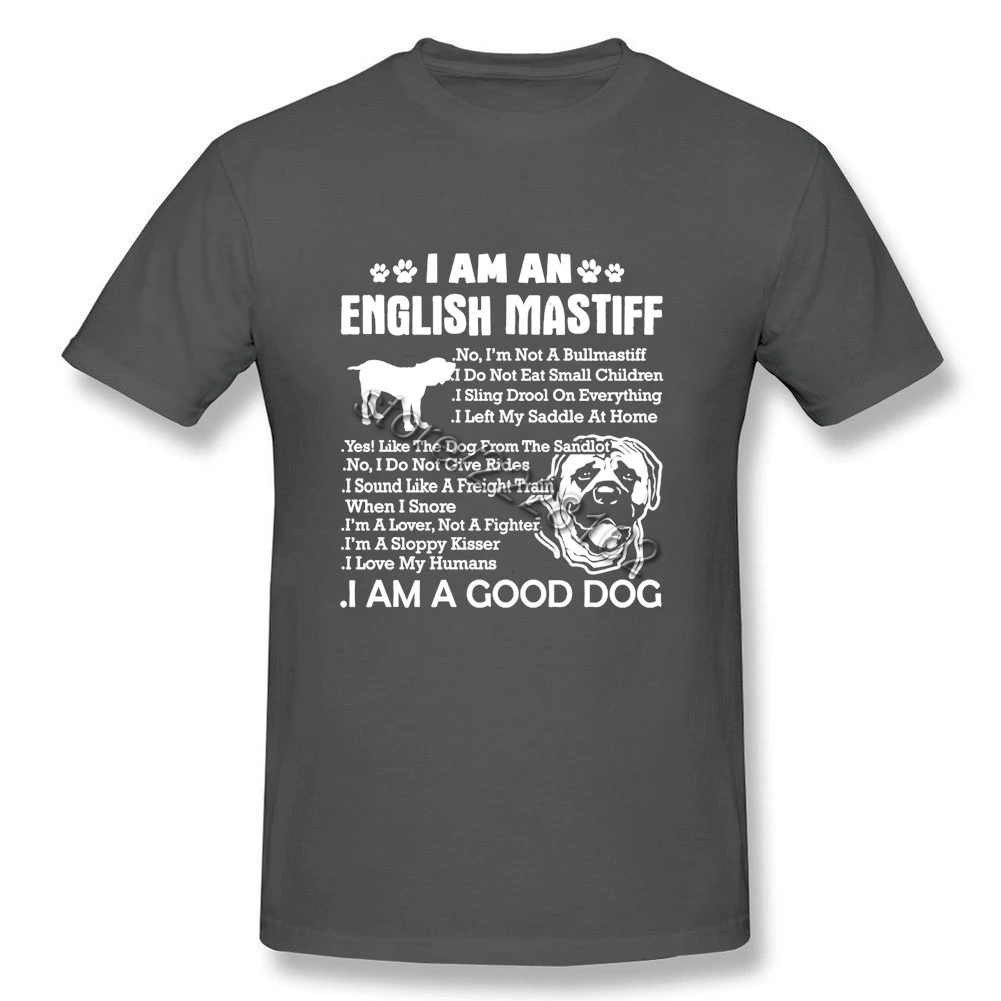 Корейская футболка Человек Черный футболки Графика я английский мастиф для