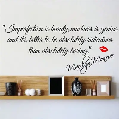 FF IMPERFECTION IS BEAUTY-MARILYN стикер на стену Монро Цитата Наклейка Арт Деко винил | Дом и сад