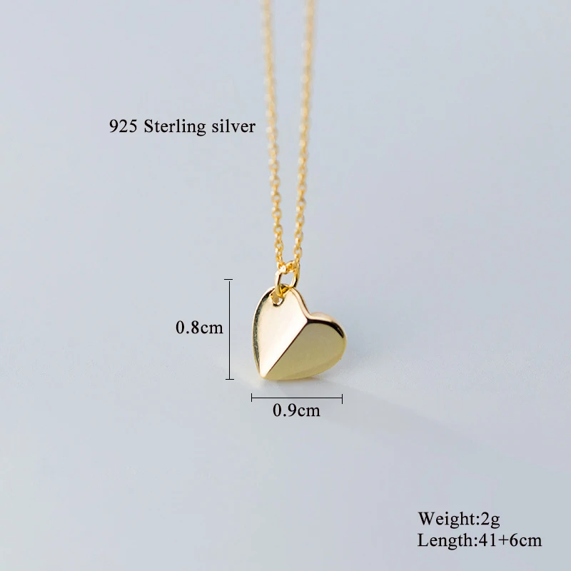

Stereoscopic Cute Heart Shape Pendant Gold Color Necklaces for Women 925 Sterling Silver Chain Jewelry Female Gifts