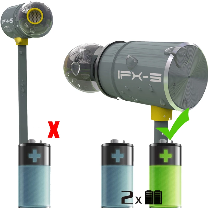 Двойная Батарея Bx343M беспроводная Bluetooth гарнитура складные наушники стерео аудио IPX5 водонепроницаемые наушники с микрофоном