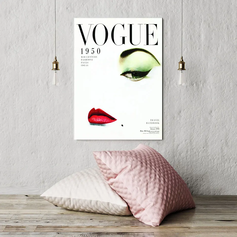 Картина на холсте современная мода женская картина искусство Vogue Red Lip плакат и