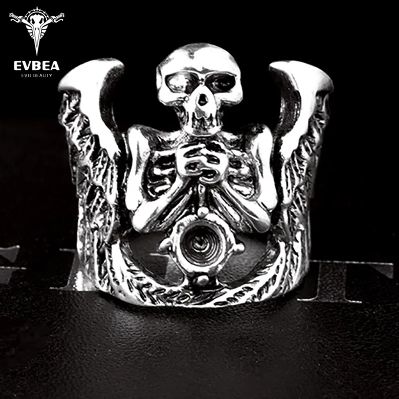 EVBEA Cool Hell Death мужское кольцо с черепом никогда не выцветает Панк Байкер высокого