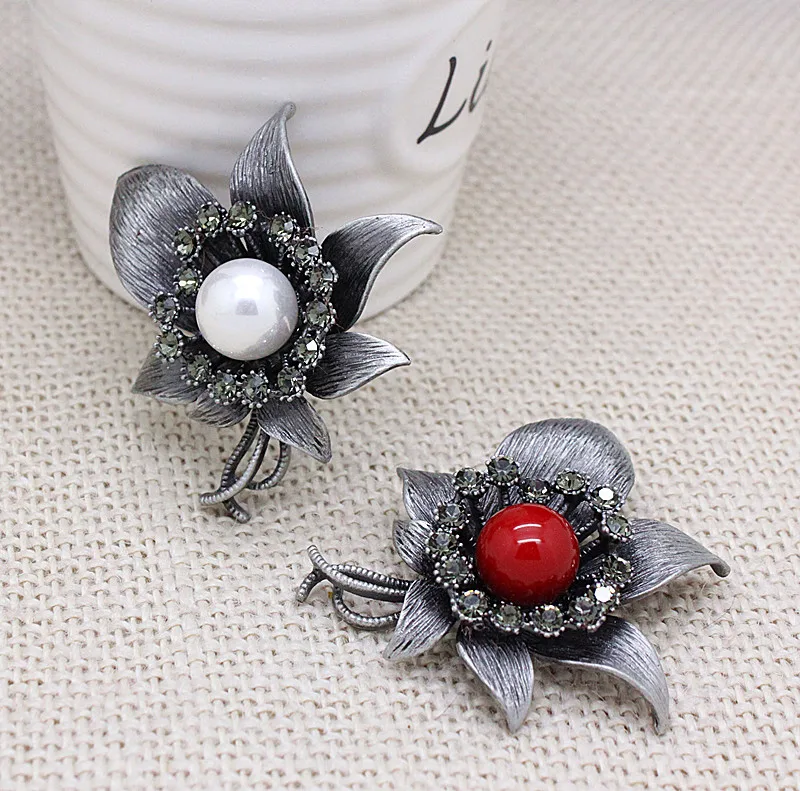 Женская Винтажная брошь в виде большого цветка с искусственным жемчугом|women