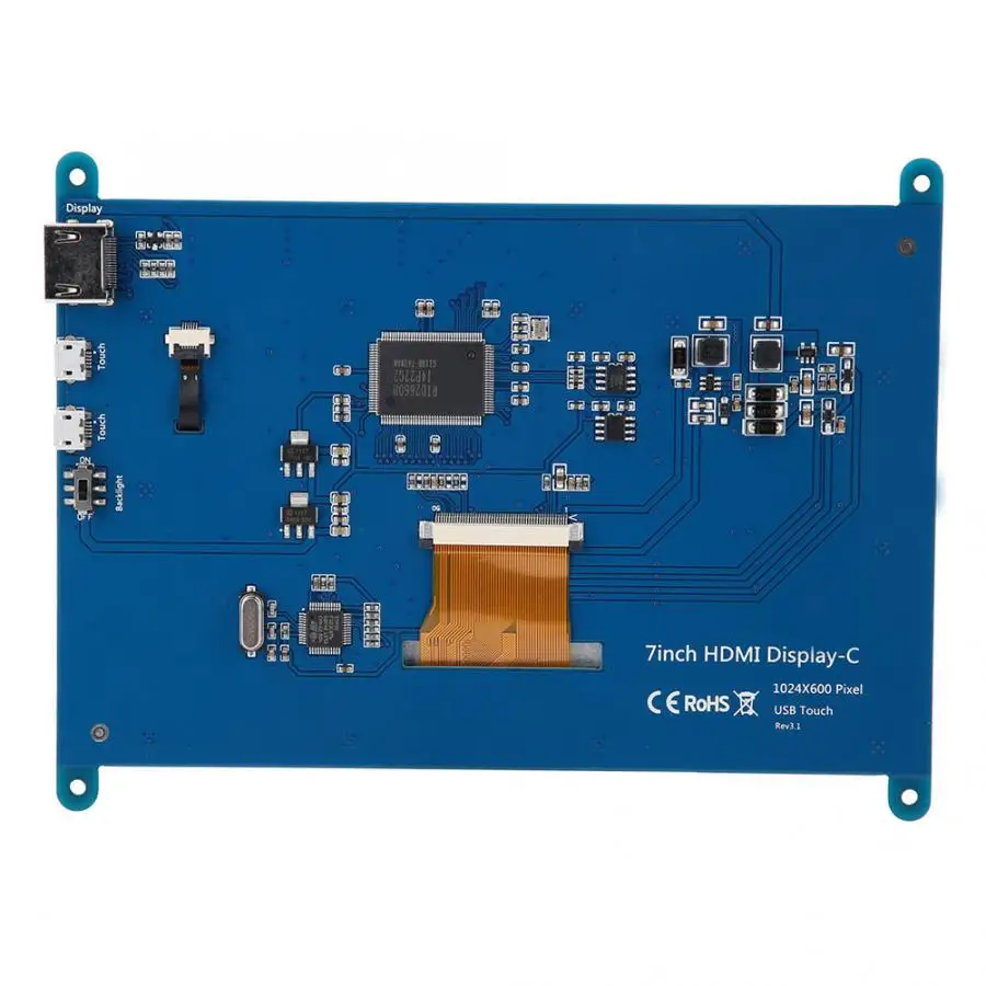 1024*600 HD 7 дюймов Full View ЖК-дисплей ips Сенсорный экран для Raspberry Pi HDMI Дисплей емкостный сенсорный монитор 5-точечный сенсорный Управление