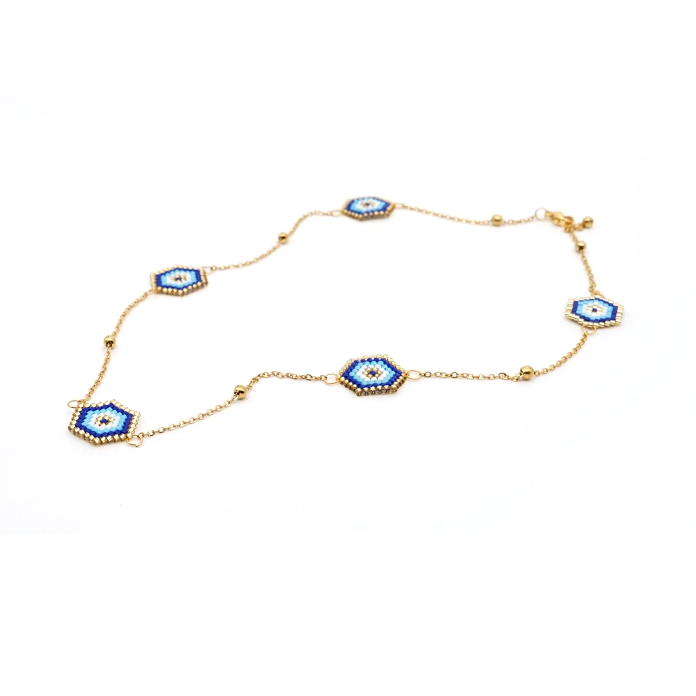 Go2boho чокер ожерелья Миюки ожерелье с голубым сглаза Модная Золотая цепочка Insta 2019