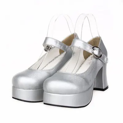 

Angelic imprint Sweet High Heels basic Lolita Shoes Round Toe Bowknot PU Leather Women Pumps size 35-39 6016