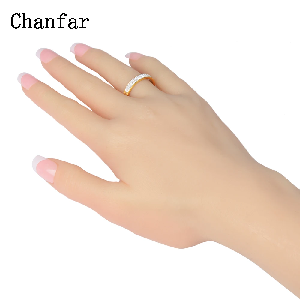 Chanfar 6 7 8 9 10 смешанные размеры модные белые линии Стразы тонкое кольцо из нержавеющей стали 316L обручальное кольцо на палец для мужчин и женщин
