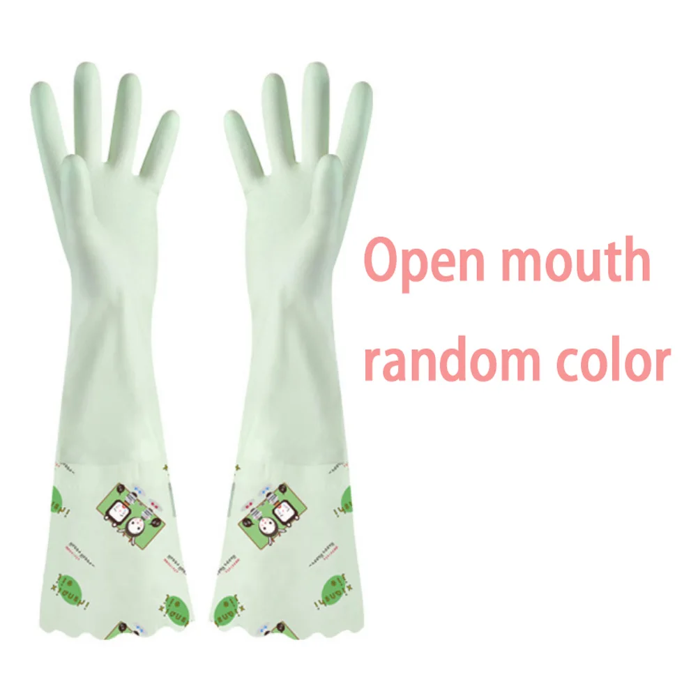 Open random color Горячая 1 пара кухонные резиновые перчатки для чистки ПВХ водонепроницаемые противоскользящие прочные бытовые перчатки для чистки Кухонного Белья - Цвет: Open random color