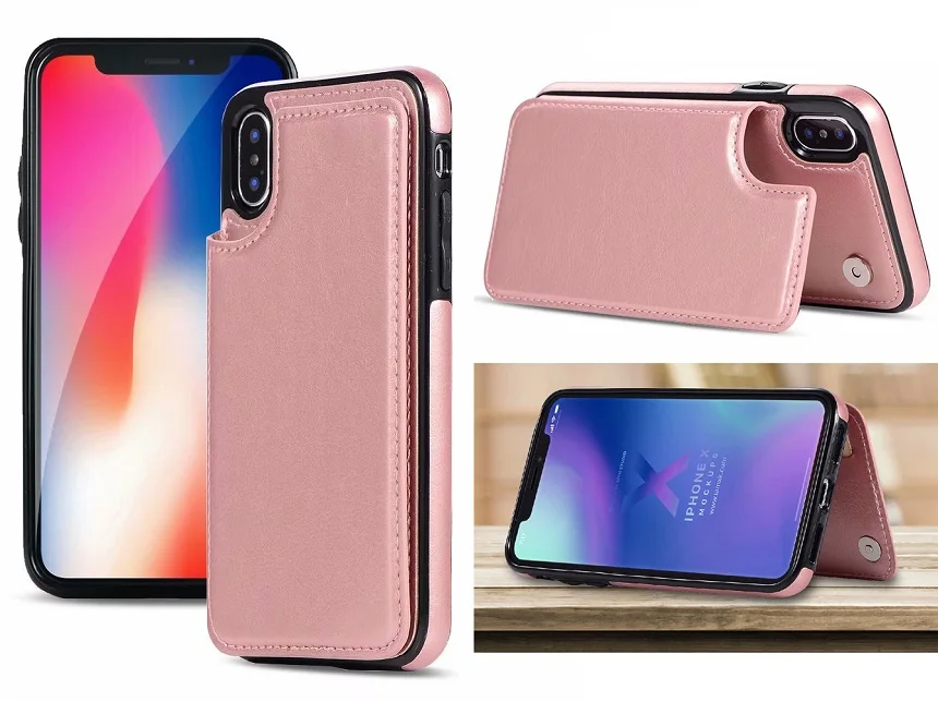 Кожаный кошелек альбом кредитный держатель для карт подставка чехол IPhone X XS MAX XR 8 7