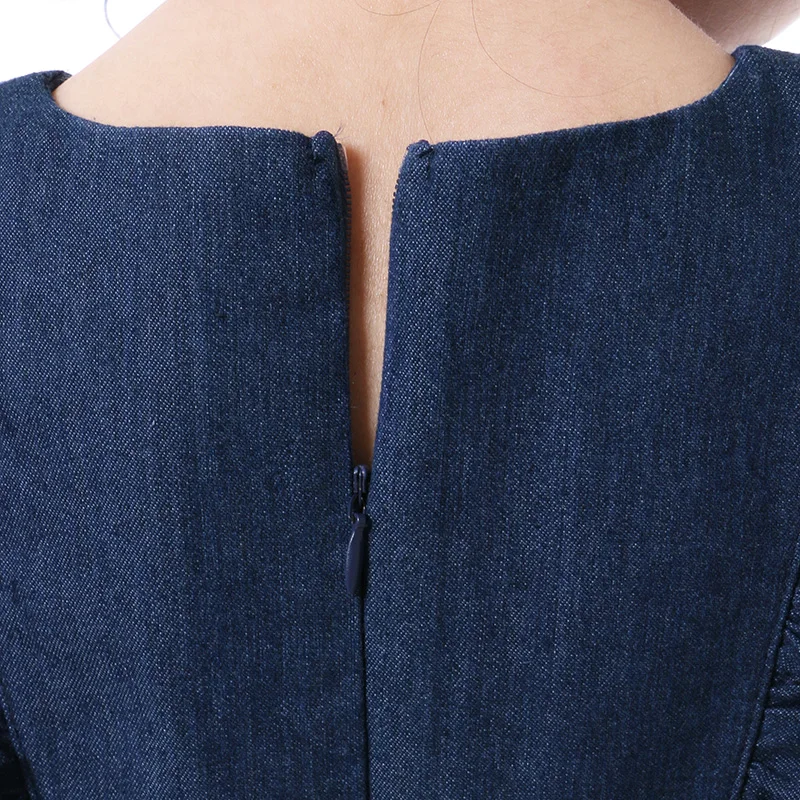 Летнее джинсовое платье для девочек с оборками и рукавом-фонариком | Детская