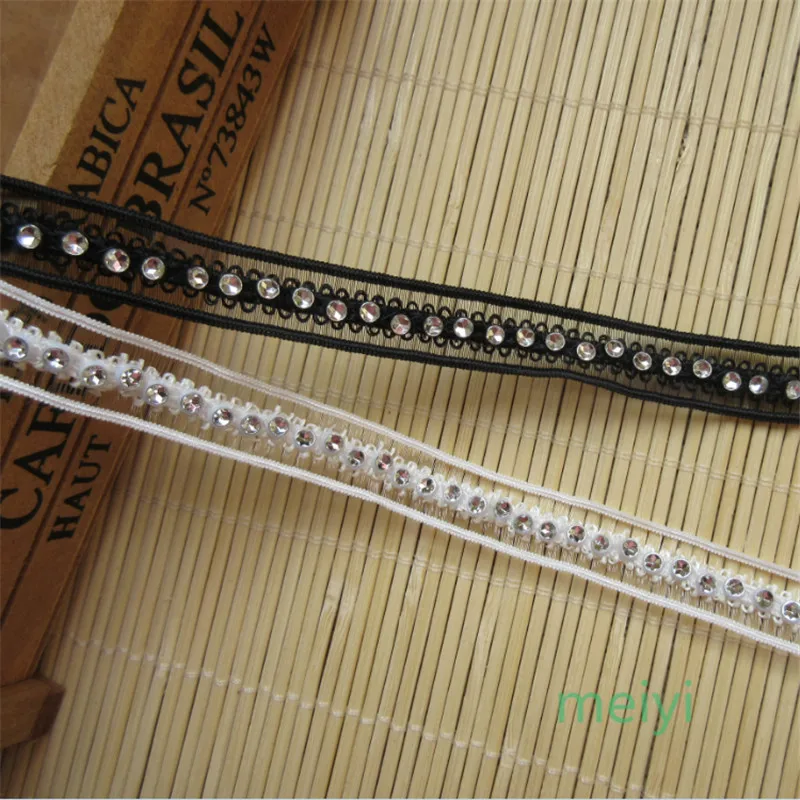 5 ярдов 13 мм винтажная белая и Черная кружевная лента с алмазной вышивкой ткань