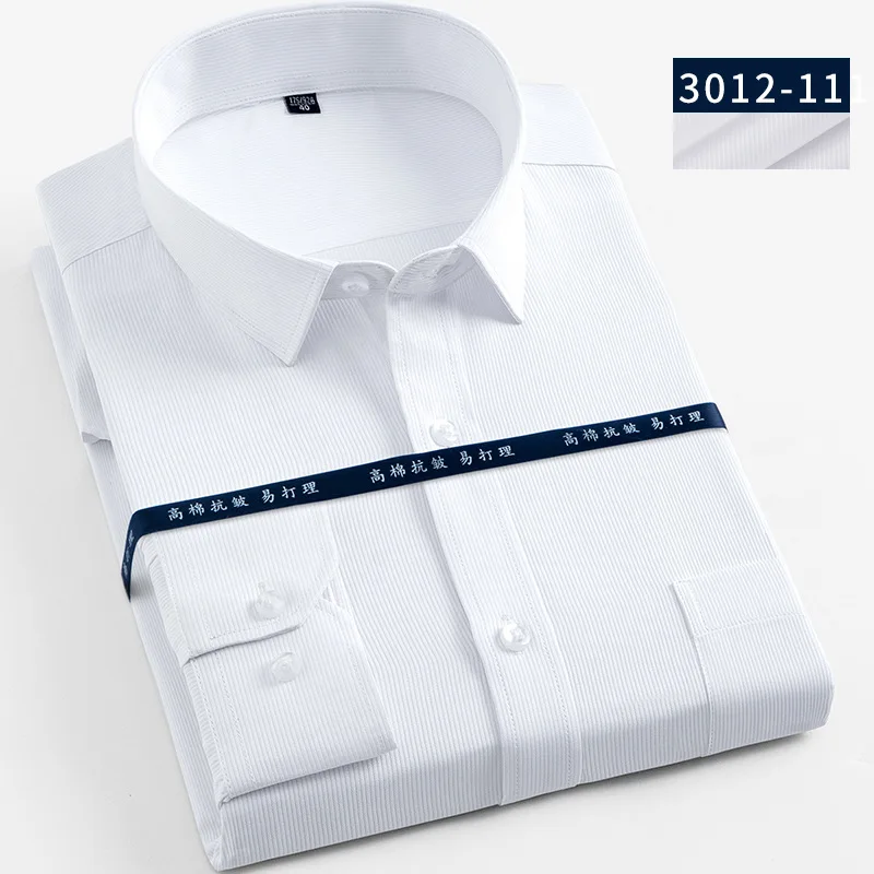 3012-11 stripe white Мужская одежда модные большие размеры 5XL 6XL 7XL 8XL полосатые/Саржевые мужские рубашки с длинным рукавом мужские рабочие Рубашки мужские топы - Цвет: 3012-11 stripe white
