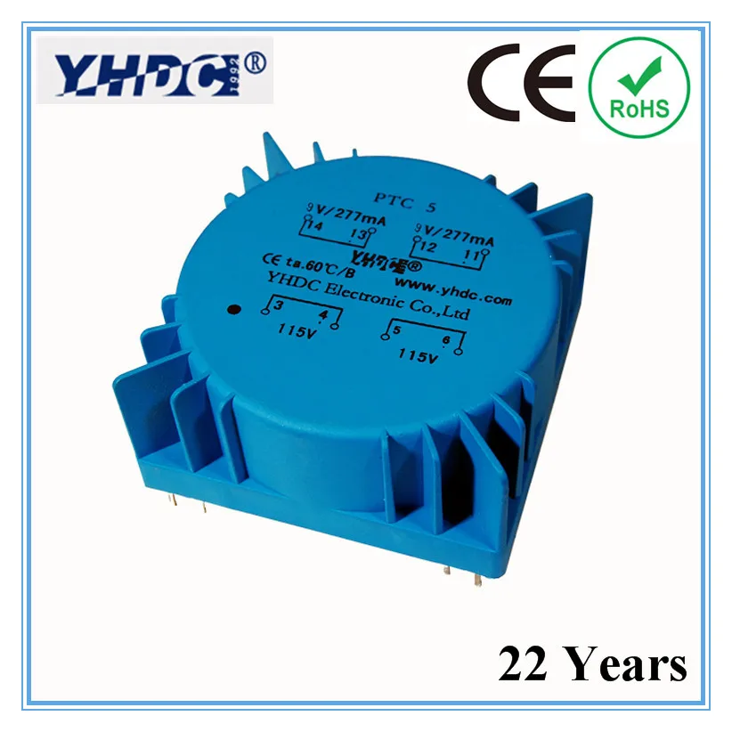 Тороидальный трансформатор Инкапсулированный PTC5 для использования аудио 5 ва 2*115