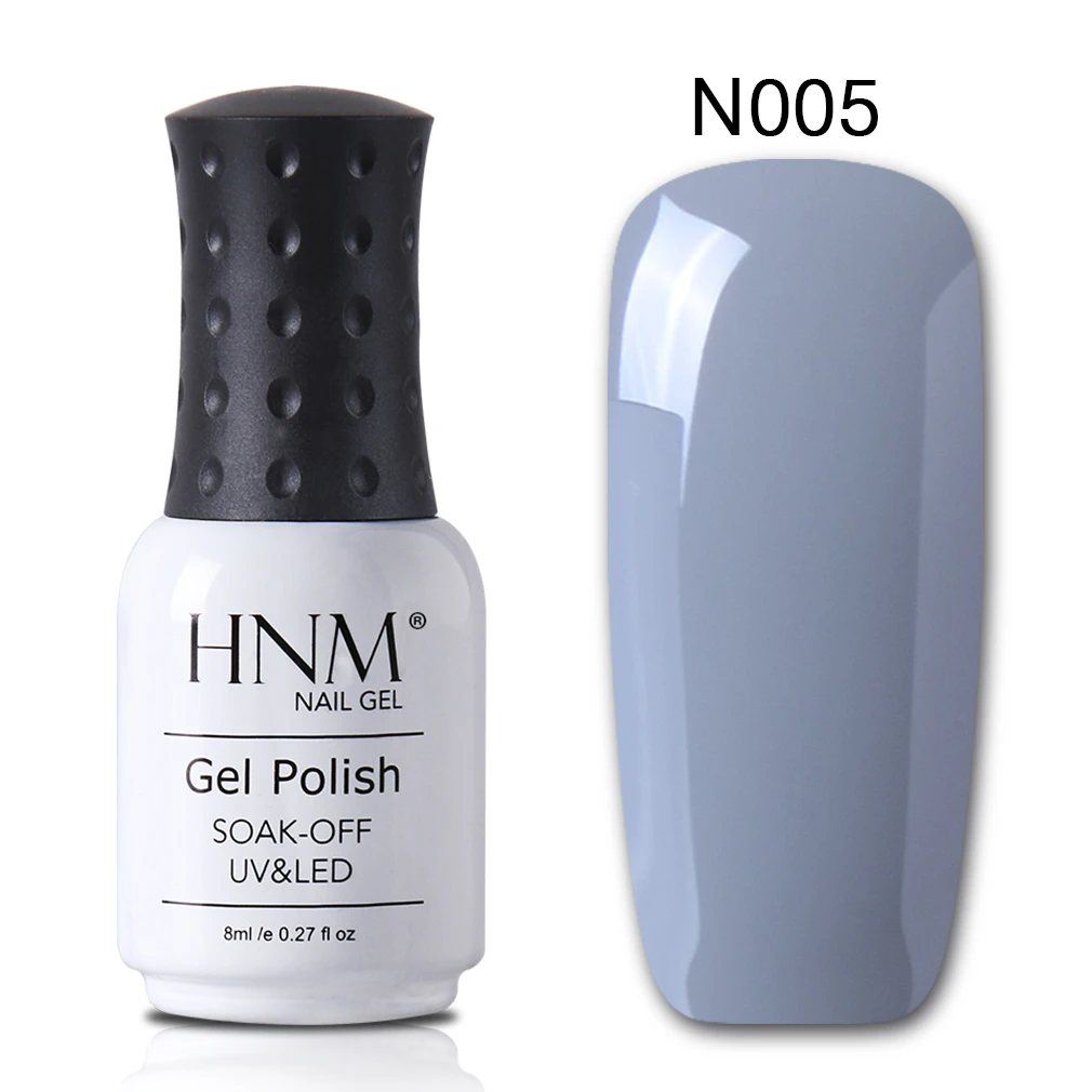gray 005 HNM 8 мл Гель-лак для ногтей Чистый Розовый Цвет замачиваемый УФ светодиодный лак для нейл-арта Полупостоянный Гибридный Гель-лак базовое верхнее покрытие - Цвет: gray 005