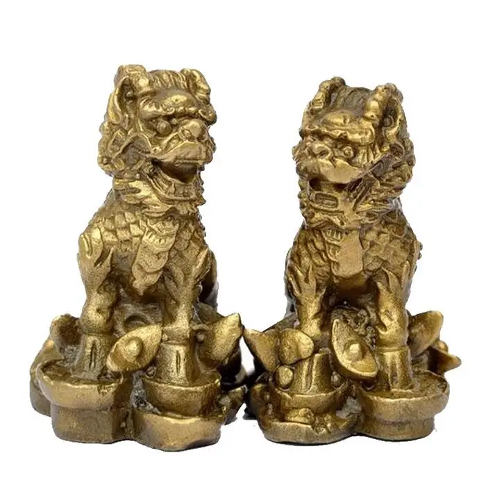 4&quot Chinese Copper bronze feng shui Evil Dragon beasts Kylin Qilin Beast statue | Дом и сад