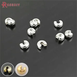 100 шт., диаметр 4,5 мм, высота 3,5 мм, серебристый цвет, латунные бусины, бусины-застежки, аксессуары для ювелирных изделий сделай сам