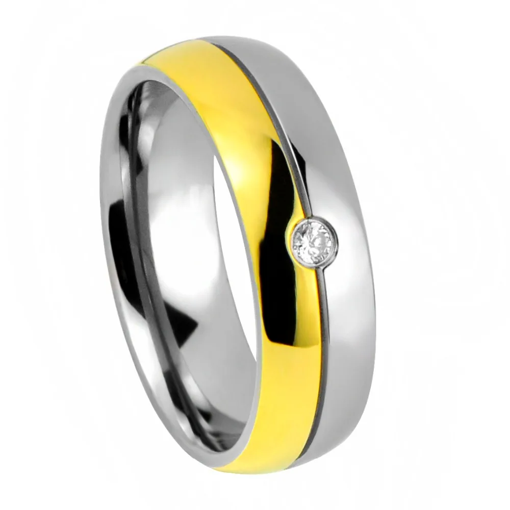 

CZ Stone Gold Titanium Polished Ring Fashion Jewelry