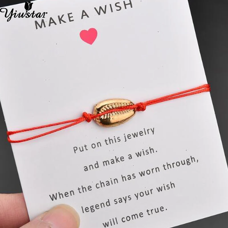 Yiustar браслет с ракушками Lucky Red String браслеты для женщин девушек пара желаний
