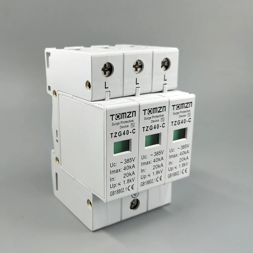 AC сглаживатель перепадов напряжения 3P 20KA~ 40KA C~ 385V дом Стабилизатор напряжения Защитная защита от низкого напряжения и коммутационных перенапряжений устройства