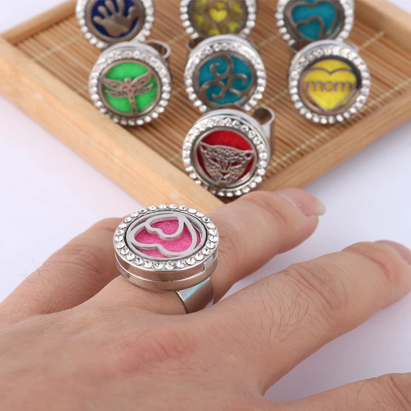 LEADERBEADS кольца из нержавеющей стали с белыми кристаллами ароматерапия парфюм