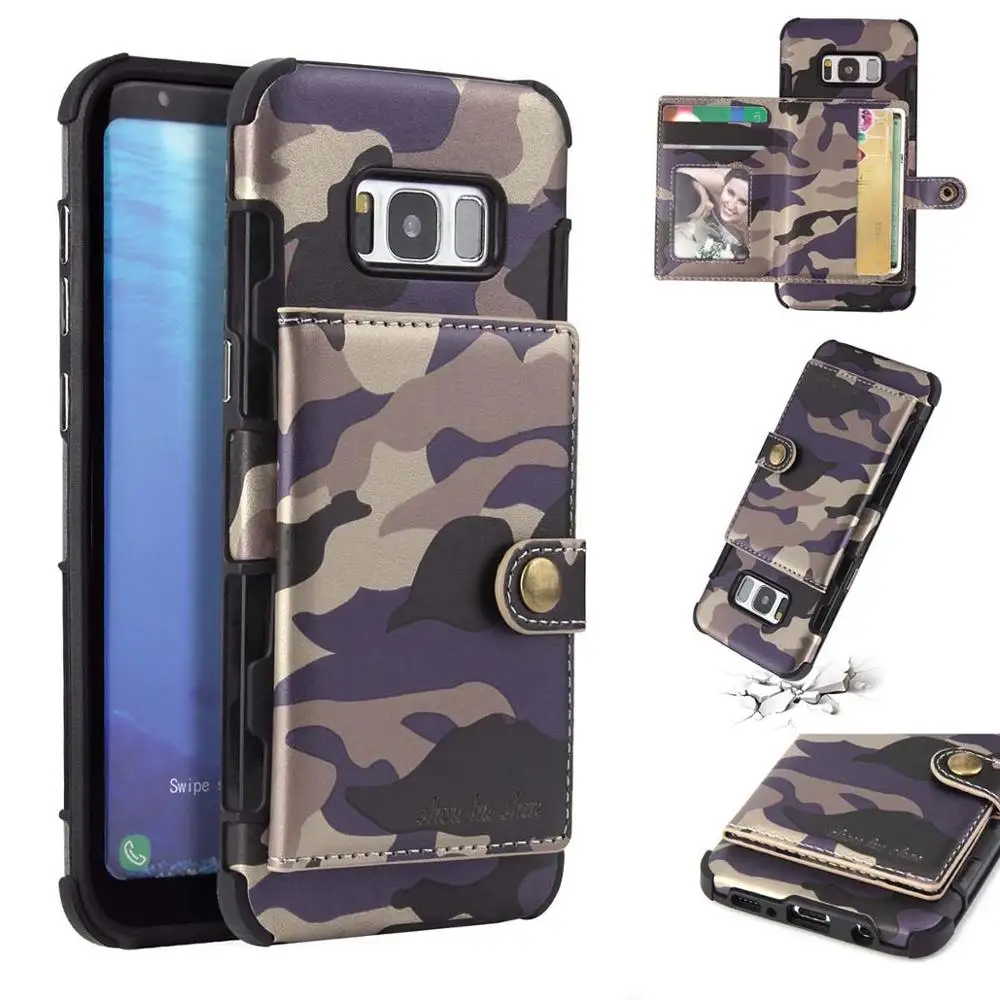 Фиолетовый Камуфляжный армейский камуфляжный чехол для телефона для samsung S8 S9 Plus, флип-кошелек, мульти держатель для карт из искусственной кожи, чехол для Galaxy Note 8 9, чехол - Цвет: Фиолетовый