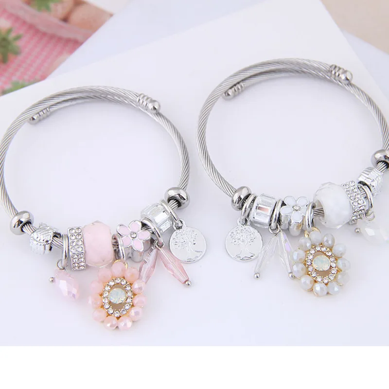 2019 корейская версия дикого кристалла цветок кулон из бисера браслет Мульти