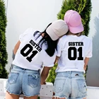 Женская модная летняя футболка SISTER 01, подходящая футболка для лучших друзей, женская одежда Tumblr, футболки BFF, топы в подарок