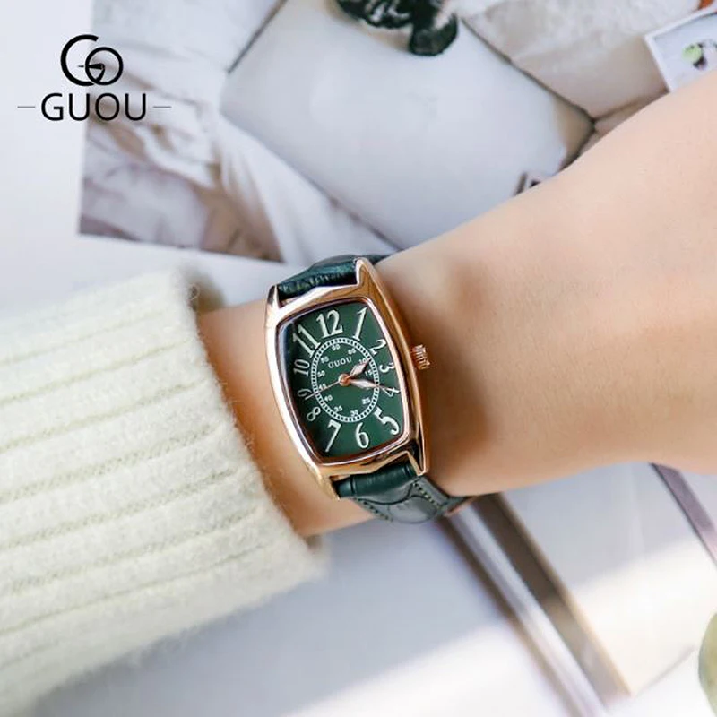 Часы GUOU женские прямоугольные в ретро стиле наручные часы для женщин браслет из