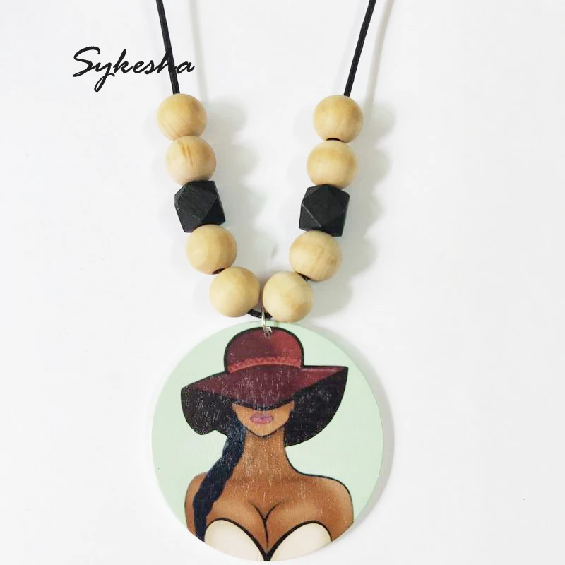 

New Arrival Ethnic Women Party Club Africa Jewelry African Women Printing Statement Necklace Simple Pattern Holiday Gift