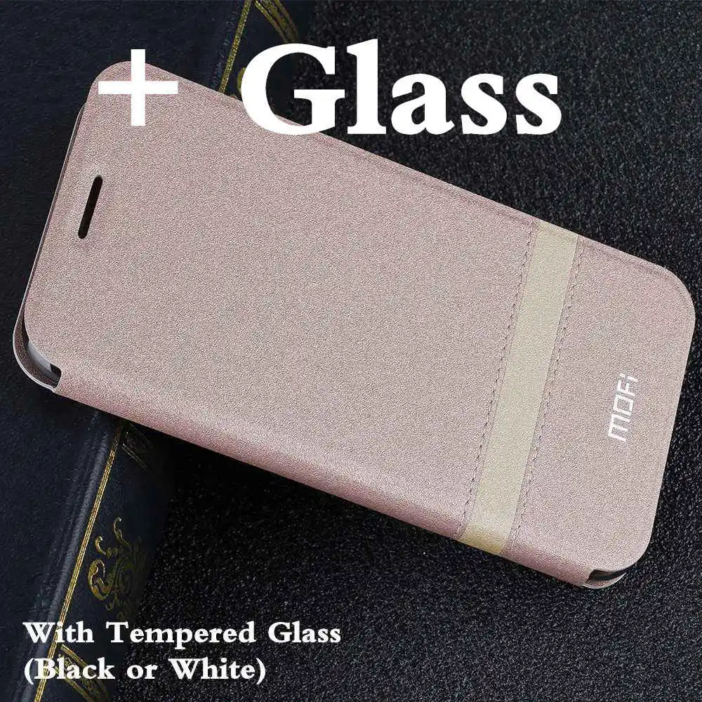 Rose Gold with Glass MOFi флип-чехол для huawei Honor 10 Lite из искусственной кожи ТПУ флип-чехол для телефона для huawei Honor 10 Lite Coque capa корпус - Цвет: Rose Gold with Glass
