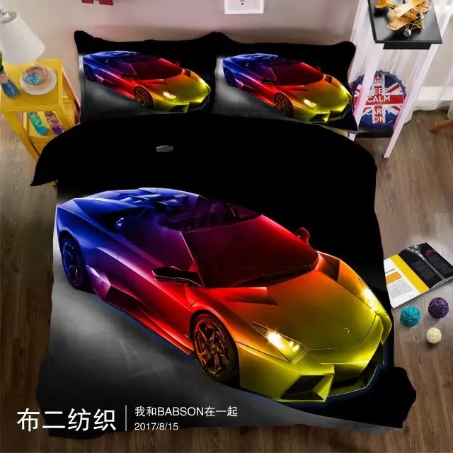 Комплект постельного белья с 3D принтом Шмель для машины двуспальный размер из 4