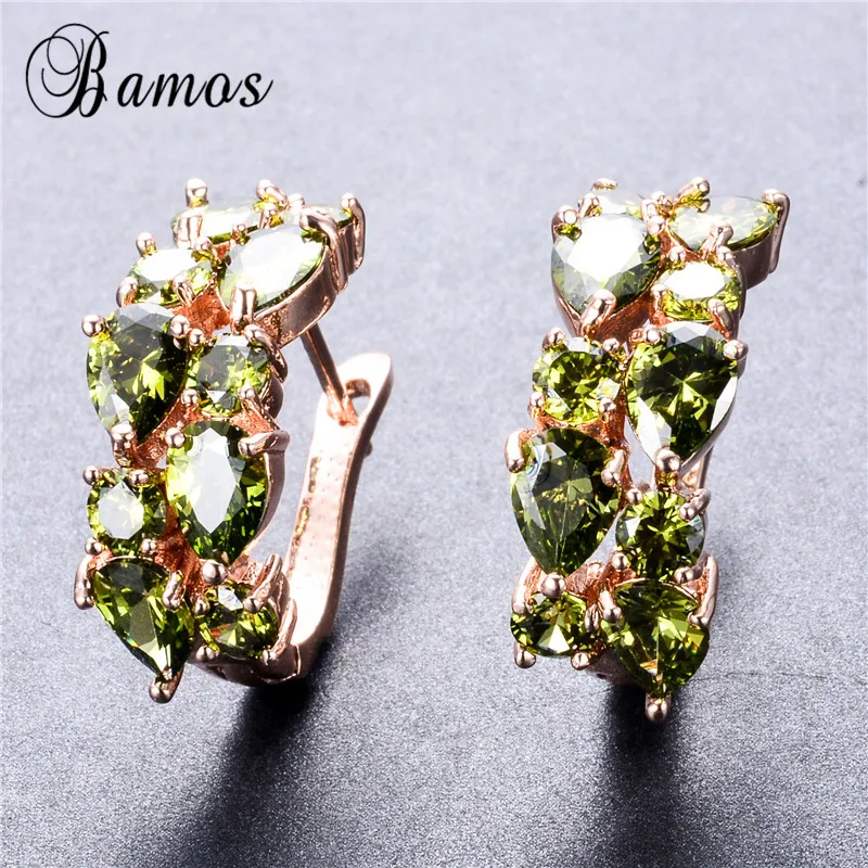 Женские серьги-гвоздики Bamos элегантные серьги из розового золота Оливкового