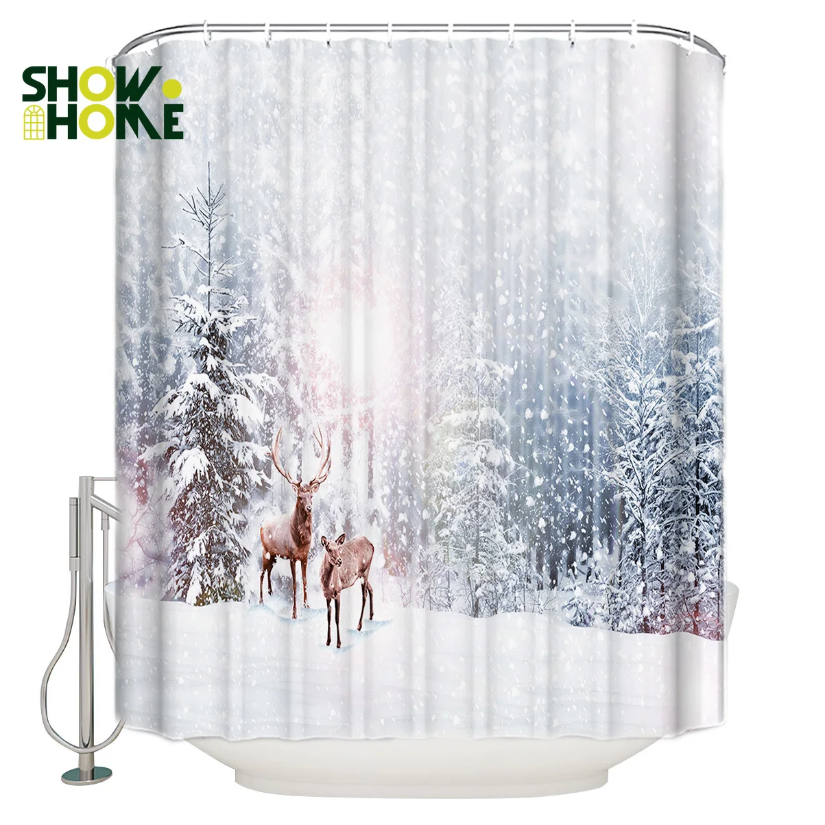 SHOWHOME занавеска для душа Снежная зима Рождество любовь счастливый душ ванной