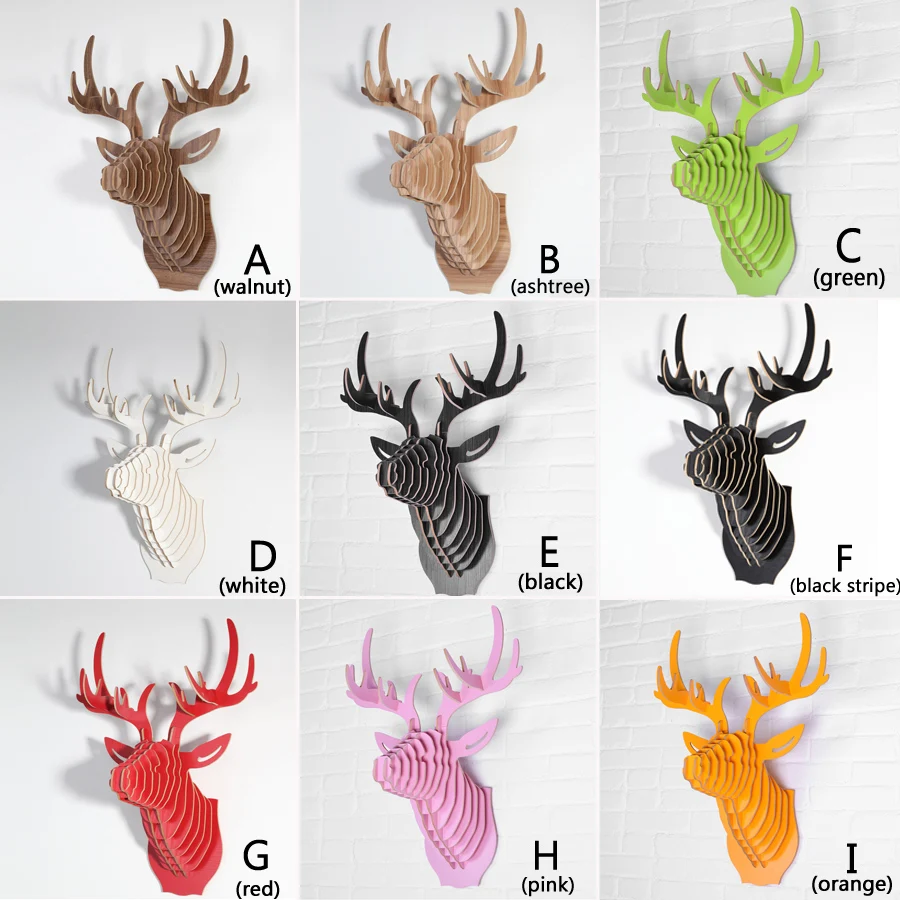 Деревянная голова оленя для украшения стен креативная деревянная животного в