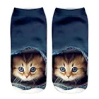 Новинка, женские носки с 3D принтом, модные носки унисекс, женские носки с рисунком кошки, забавные низкие носки, популярный забавный кот