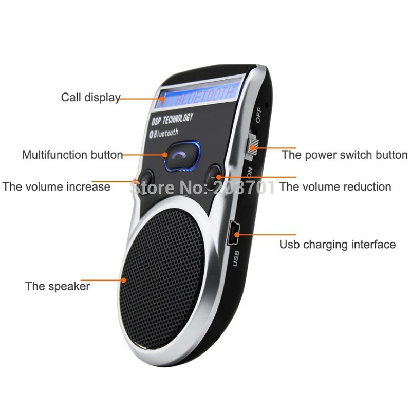 Автомобильный комплект с Bluetooth и ЖК дисплеем на солнечной энергии адаптер