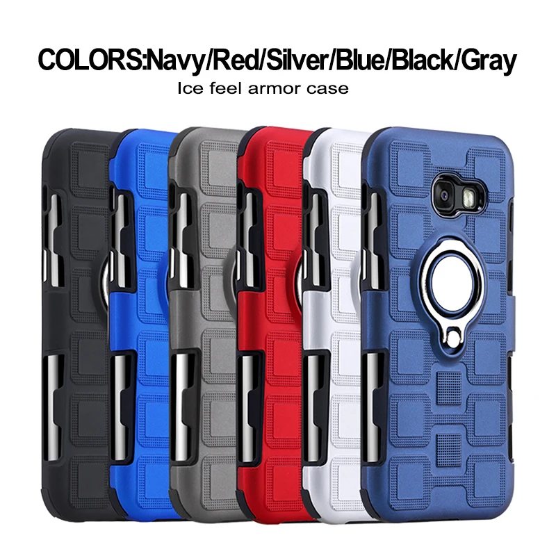 Roc Joan Matte Ice Feel Case For Samsung Galaxy A7 2018 A5 2017 Armor Metal Ring Car Holder Shock Proof Silicone PC Coque |