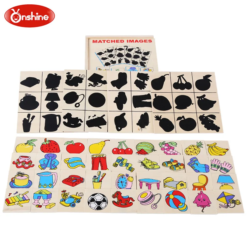 

ONSHINE Wooden Matched Images Puzzle Shadow Puzzle game board children early childhood education puzzle toys