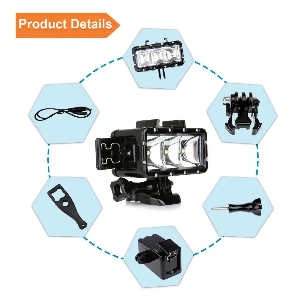 BEESCLOVER 30 М Подводная Светодиодная лампа для дайвинга освещение заполняющая GoPro Hero